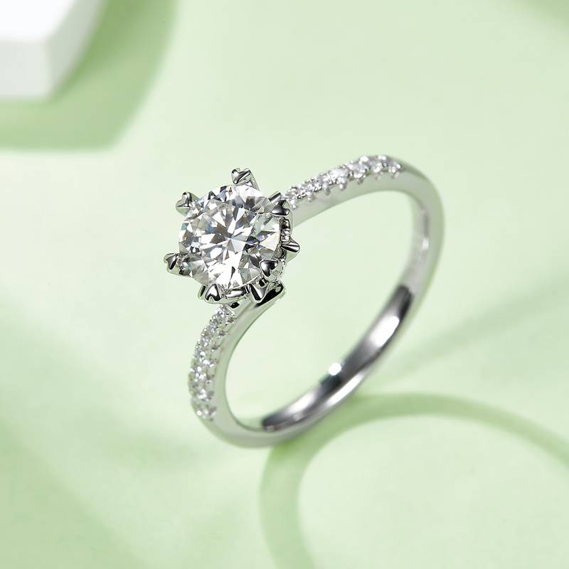 扭臂微镶雪花S925银镀白金MoissaniteWomen's Ring1ctD级